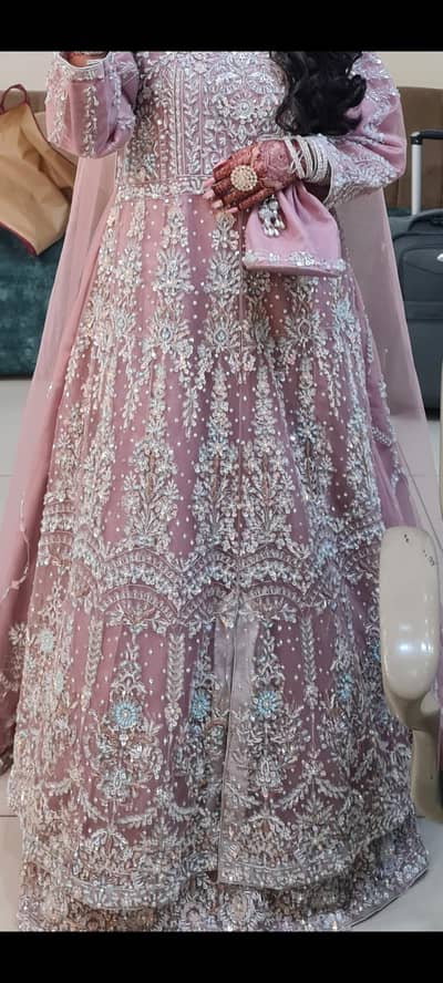 Pink bridal maxi 3pcs with potli