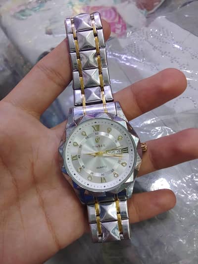 TIMEES Day & Date Quartz Watch – Silver