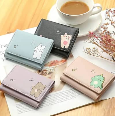 Cute Cartoon Tri-Fold Mini Wallet for Girls & Women | Kawaii Small PU