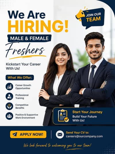 we are hiring male and female fresher