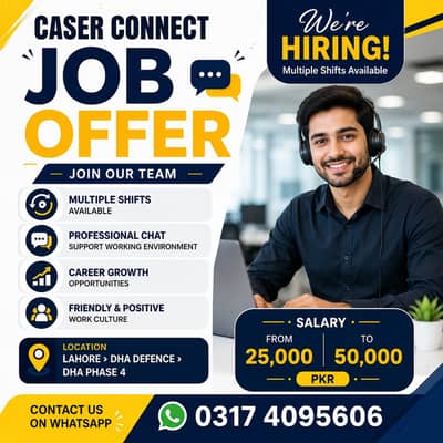 Caser Connect – Chat Support Staff Required | Multiple Shifts | Lahore