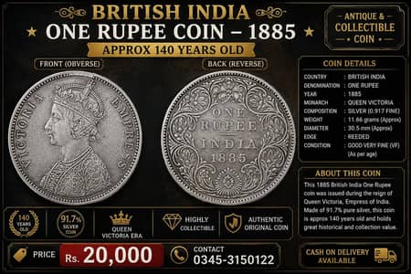(Chandi) Indian Antique 1 Rupees Silver Coin