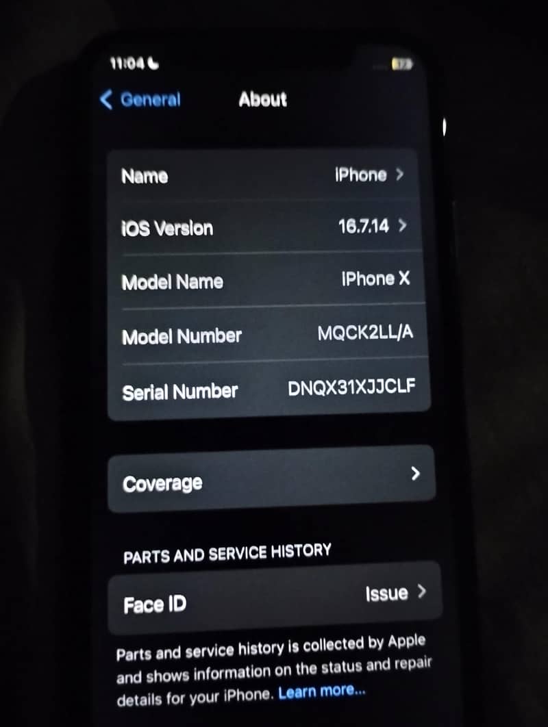 Iphone X bypassed Panel changed,battery changed,face id failed. 1
