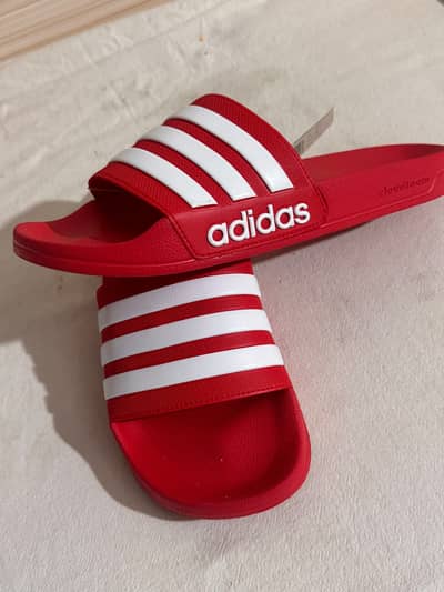 Adidas - Adilette Shower Slides - Red/White Stripes