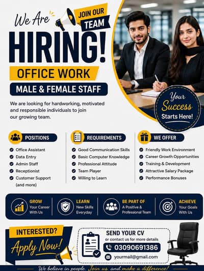 Male and Female staff required