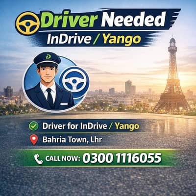 Driver Needed – InDrive / Yango | Bahria Town, Lahore