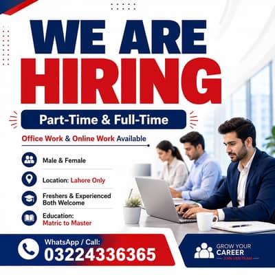 WE ARE HIRING MEN AND WOMEN FOR OFFICE BASED AND ONLINE WORK