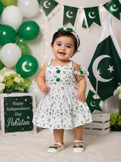 14 August Special | 2 Pcs Girls Fancy Frock & Trouser Set 
