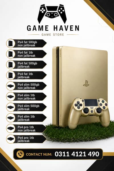 Playstation 4 Fat/Slim/Pro | Ps4 Fat,Slim,Pro 500GB/1TB Jailbreak
