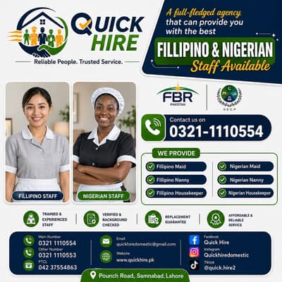 Professional Filipino & Nigerian Maids, Nannies & Housekeepers