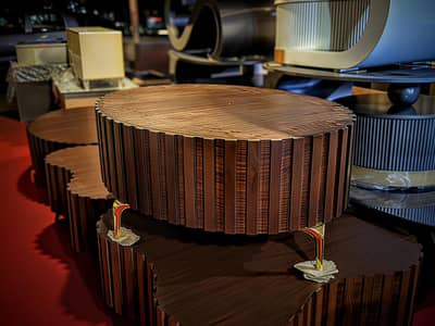Luxury Oval / Egg-Shaped Fluted Wooden Center Table