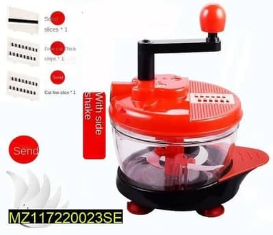 Manual Food Chopper Red Glass ABS Kitchen Tool