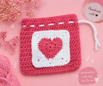 Crochet drawstrimg bag
