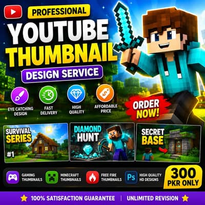 Professional YouTube Thumbnail Design Canva Thumbnail Designer PKR 300