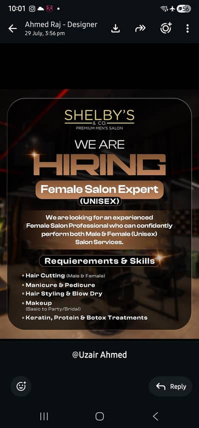 Female Hair Stylist/Artist & Skin Expert