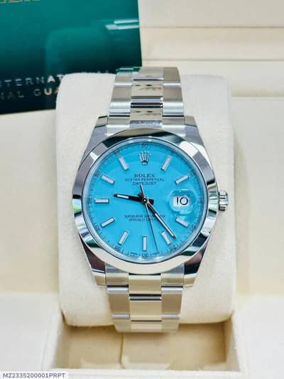 Men's blue stainless steel 41mm water resistant watch