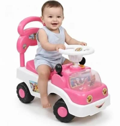 ​Kids Plastic Toy Car with Music Steering Wheel & Backrest Support