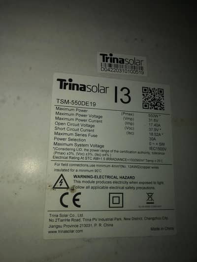 550w Solar Panel N_Type Mono Facial Fresh Condition