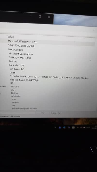 Dell 7420,  i7 1185G7, 16gb ram, 256gb ssd ,11th Generation