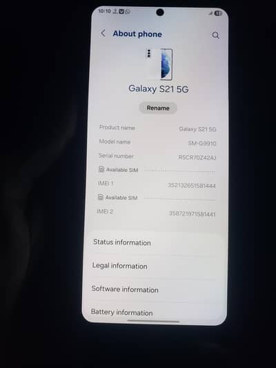 Samsung Mobile S21 10/10