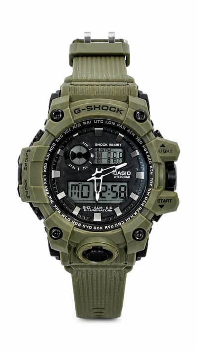 G-Shock Style Military Green Watch for Men Sports Watch