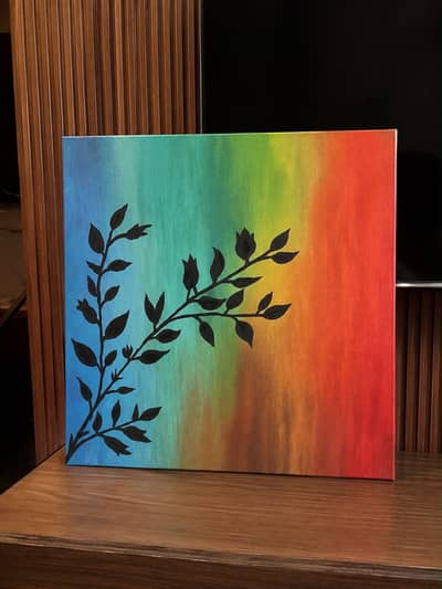Hand-Painted Abstract Botanical Canvas Modern Colourful Acrylic Painti