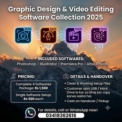 Graphic Design & Video Editing Softwares Collection 2025