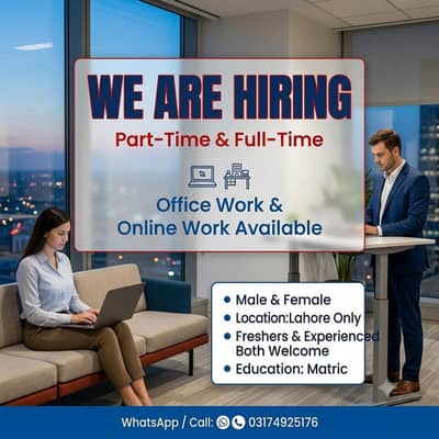 WE HIRING MALE AND FEMALES STAFF FOR OFFICE WORK