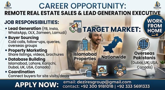 Remote Real Estate Sales & Lead Generation Executive