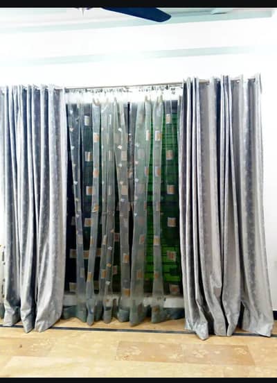 gray velvet curtains