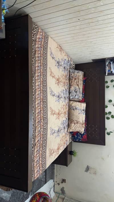 Wooden Bed Set with Dressing Table & Side Tables – Good Condition