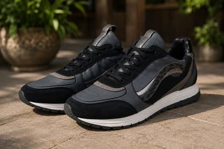 Premium Saffiano Leather Spanish Sneakers – Size 42 (Imported)