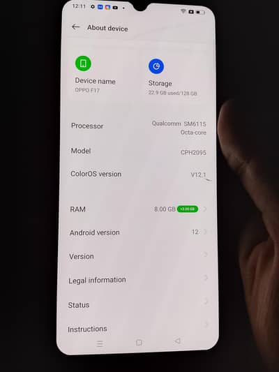OPPO f17 8gb ram . 128gb