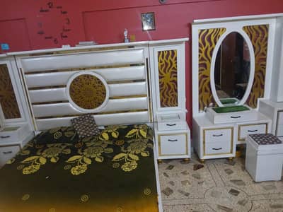 Complete Bedroom Furniture Set for Sale | Premium White & Gold Finish