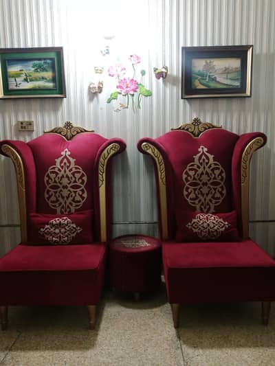 pair of back long chair with table