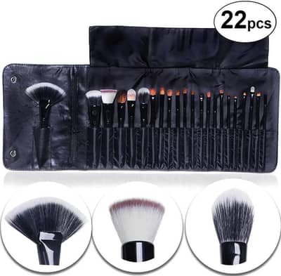 22-Piece Black ABS Makeup Brush Set for Blending & Travel