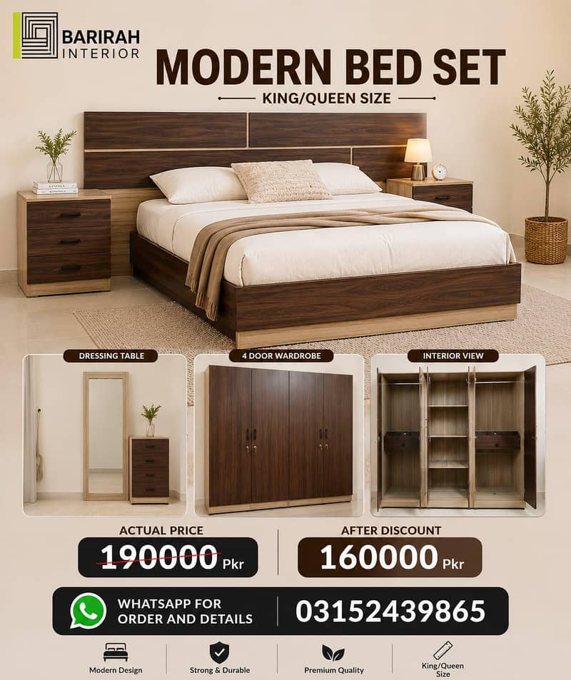 Modern Bedset/King/Queen Size Bed 6
