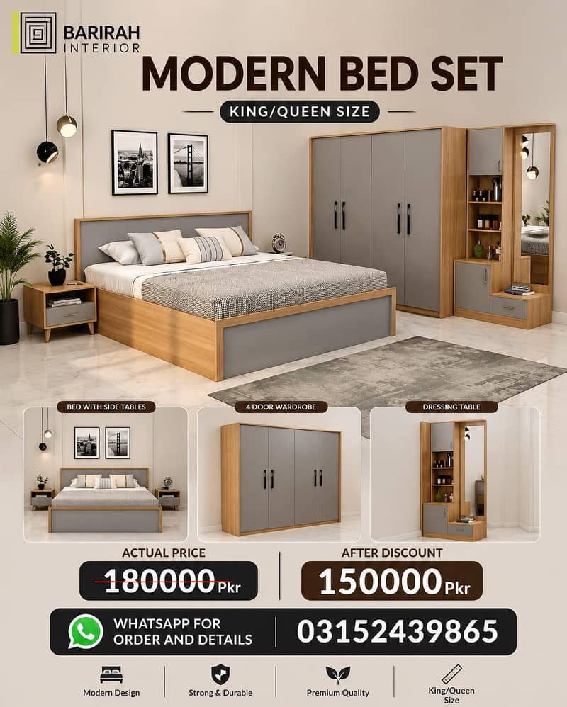 Modern Bedset/King/Queen Size Bed 7