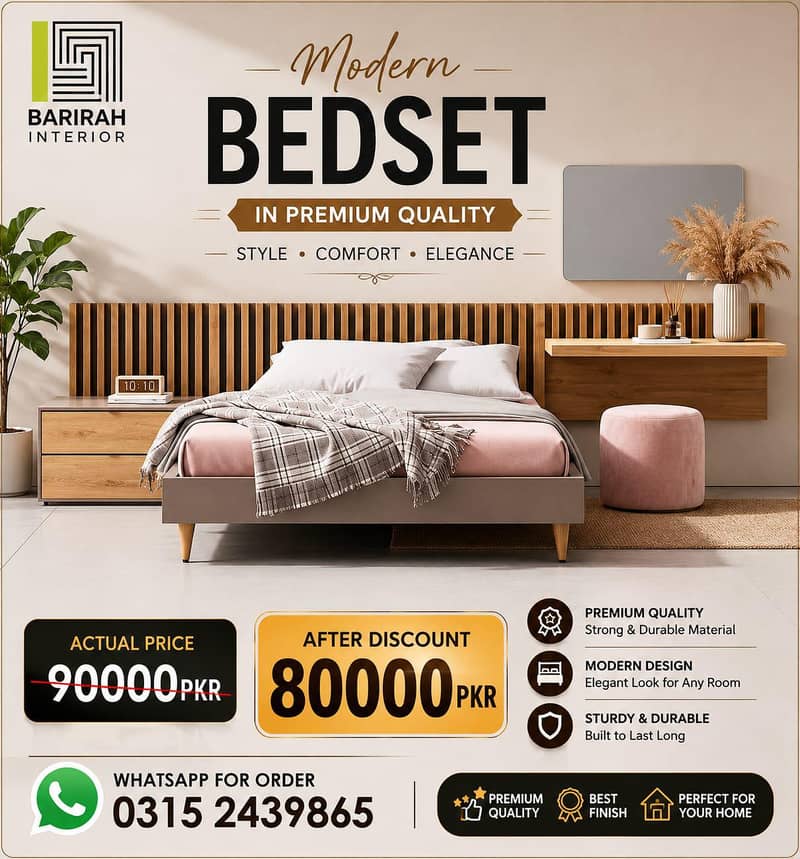 Modern Bedset/King/Queen Size Bed 9