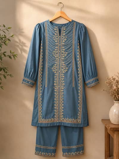 Sapphire 2 Piece Embroidered Suit (Medium)
