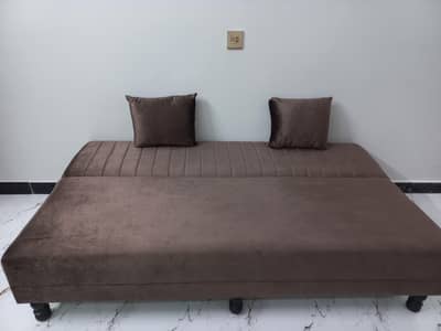 Brand New Sofa Cum Bed | Premium Velvet Fabric | 2 Cushions Included