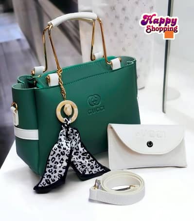 Green Handbag Set for Girls with Pouch & Strap
