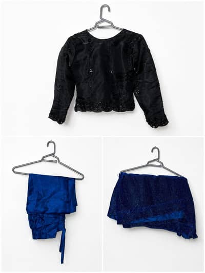 Black sequin Top + Royal Blue 3-Piece Set moonlight Saare
