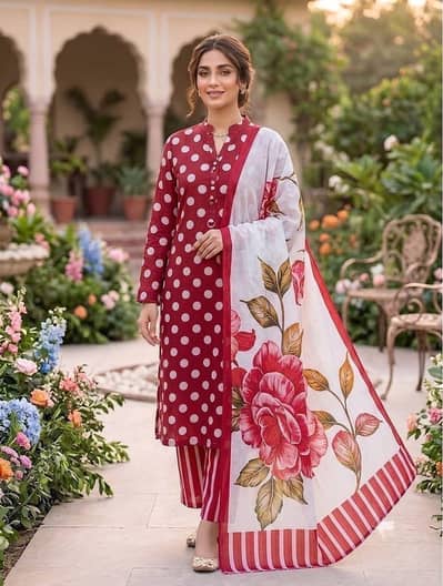 Eastren women suit   new branded 3 piece printed duppata and kameez