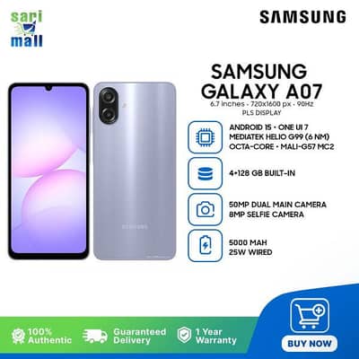 Samsung A07 4gb 128gb warranty 11 months