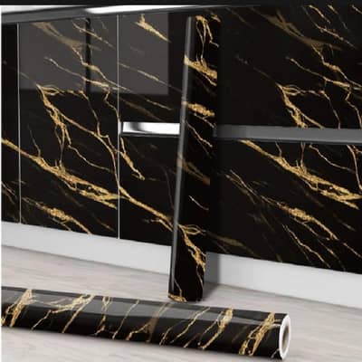 Black Marble Kitchen Wall Sticker 180x60cm