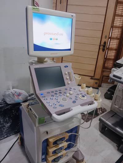 Hitachi Aloka Alpha 6 Ultrasound Machine with 3 Probes