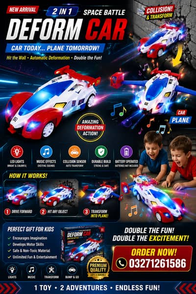  Transforming Space Battle Car | Light & Music Deformation Toy 