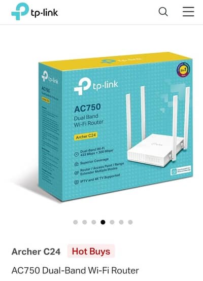 TP-Link Archer C24 AC750 Dual Band Wi-Fi Router just Box open not used