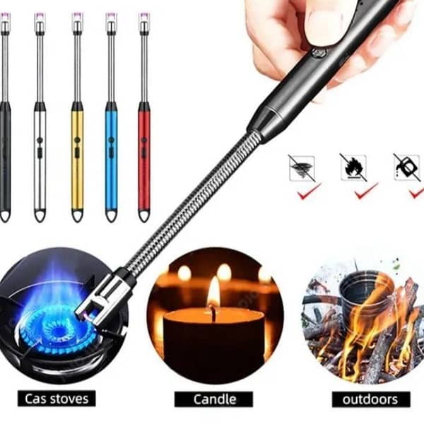 Original Best Quality Electric Rechargeable Kitchen Lighter - Upgraded USB Electric Lighter, Flameless, No Gas Needed - 360° Flexible Long Neck Arc Lighter for Stove, Candles, Grill, BBQ, Camping (Multicolour)